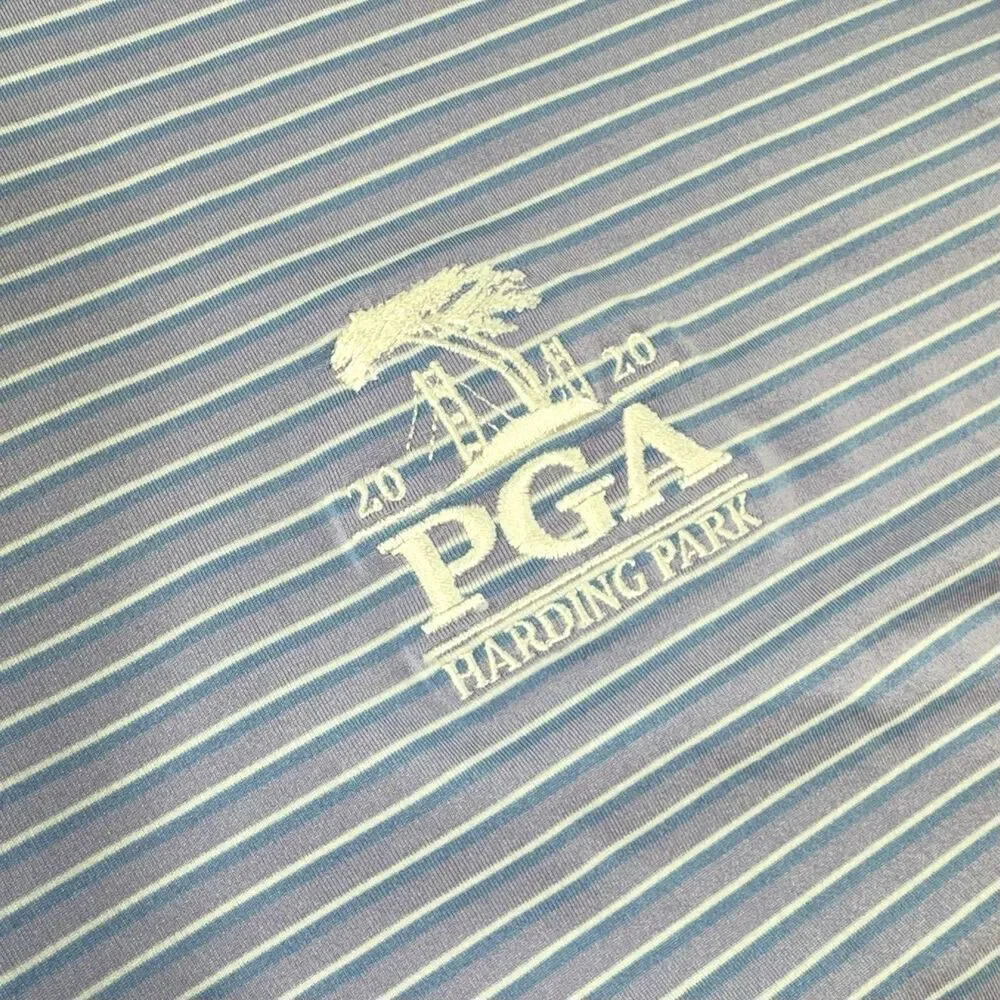 RLX Ralph Lauren PGA Harding Park 2020 Logo Golf Polo Shirt Mens XL Striped Blue